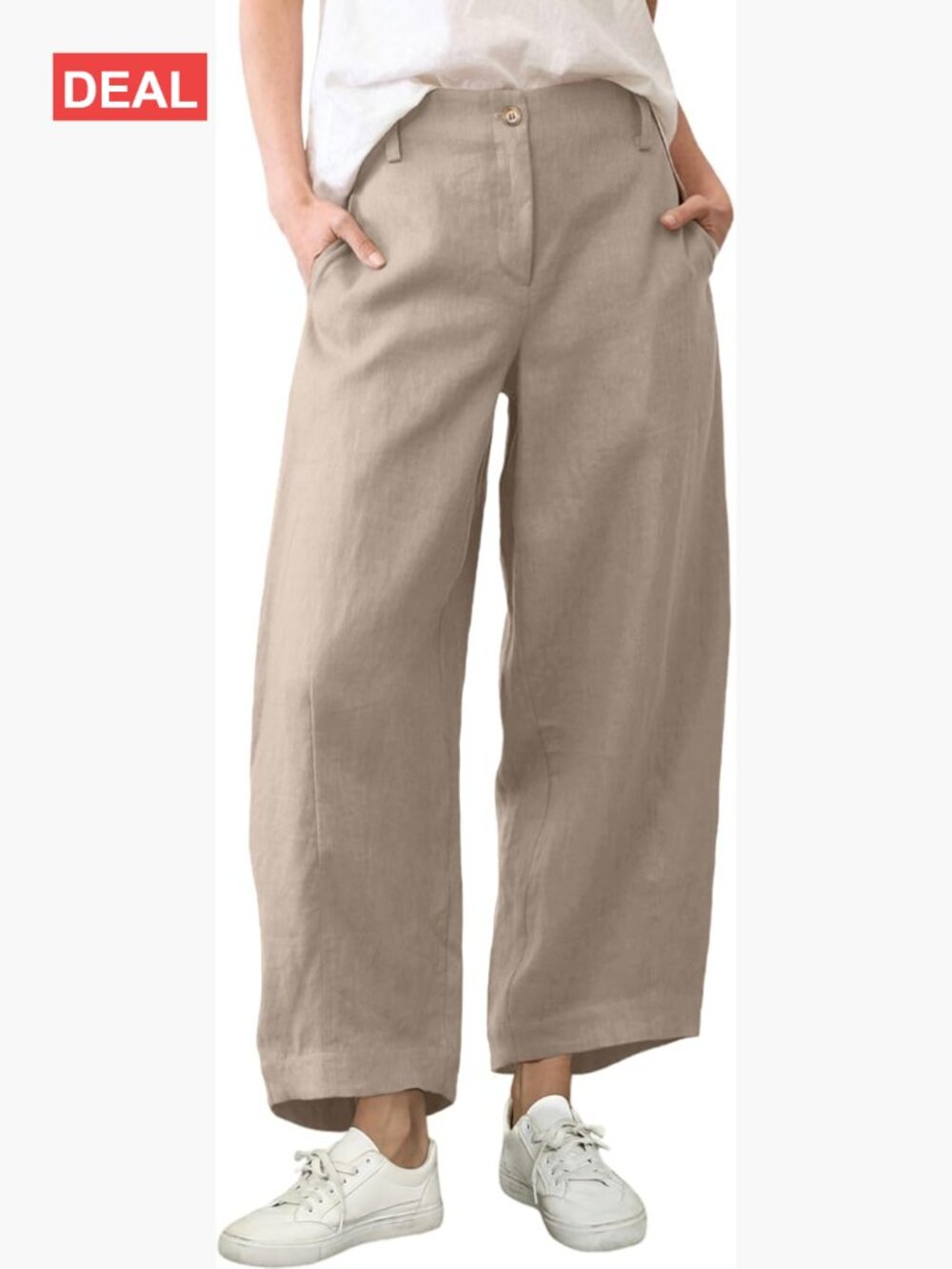 Linen Blend Capri Wide Leg Palazzo Pants Beach Vacation Outfits